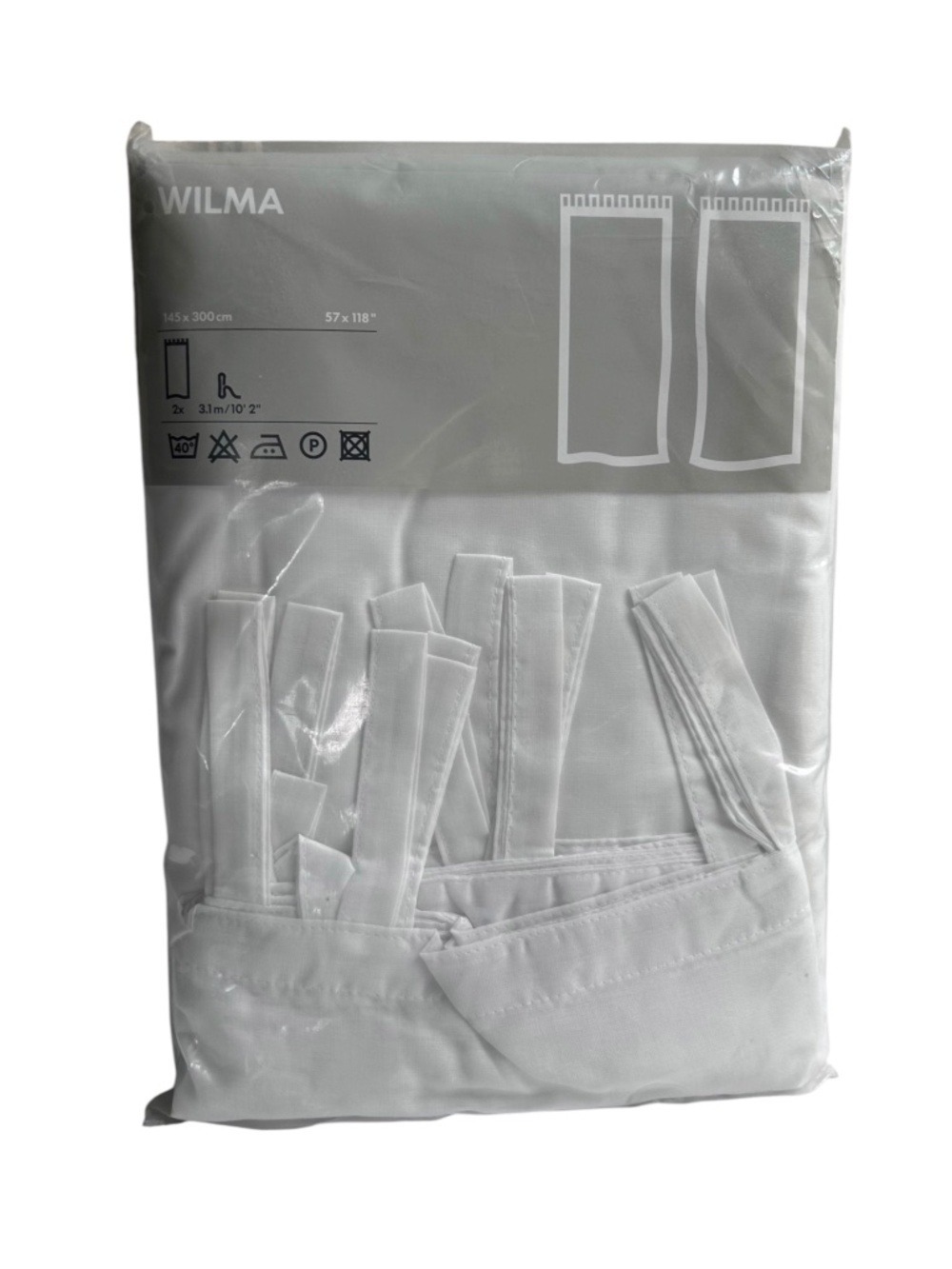 NWT IKEA Wilma White Sheer Window Curtain Panels 57" x 118" Discontinued